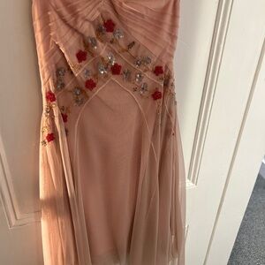 Urban Outfitters Blush Pink Strapless Beaded Evening Dress